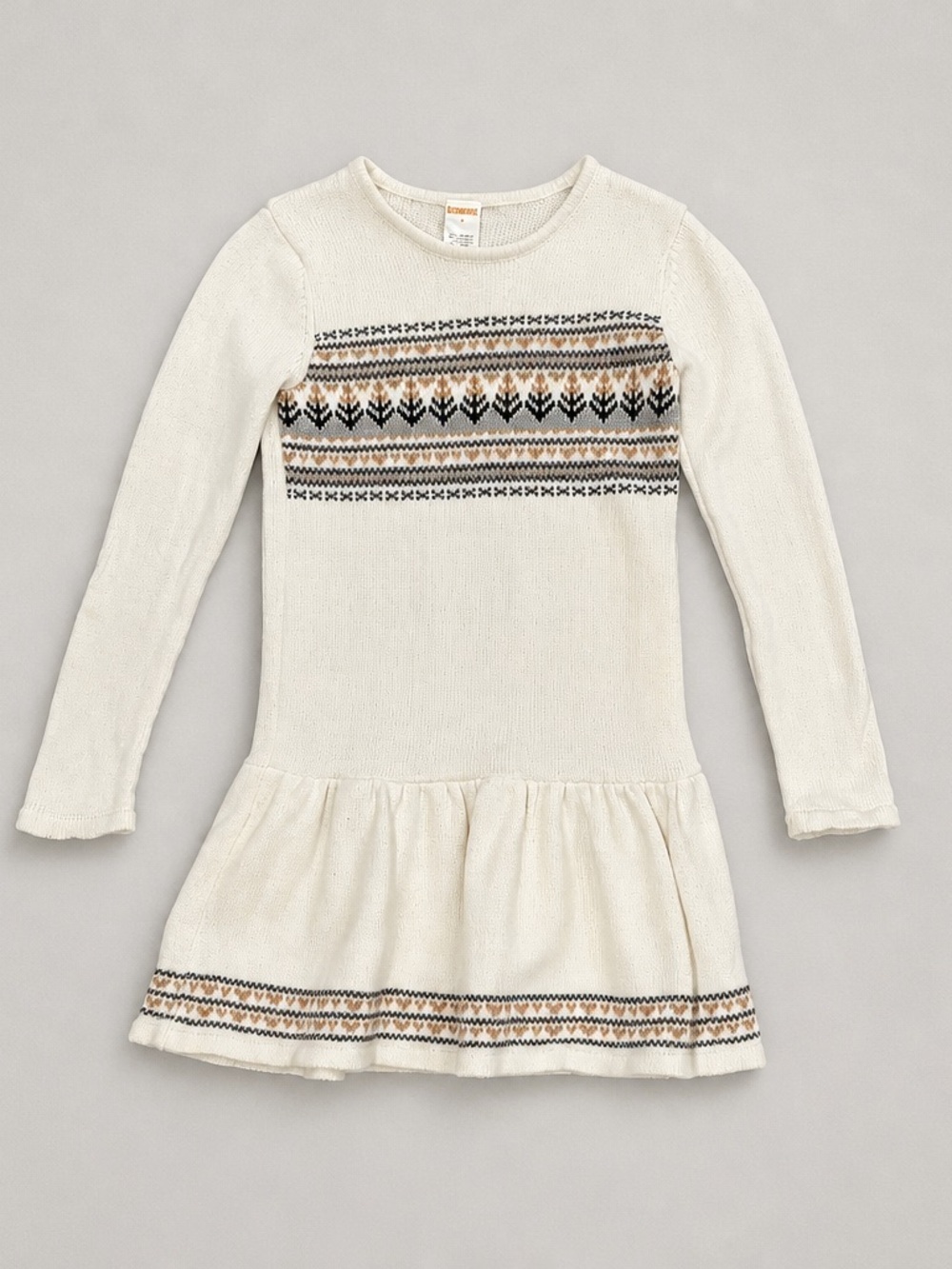 Gymboree Cream Knit Long-Sleeve Dress with Fair Isle Accents